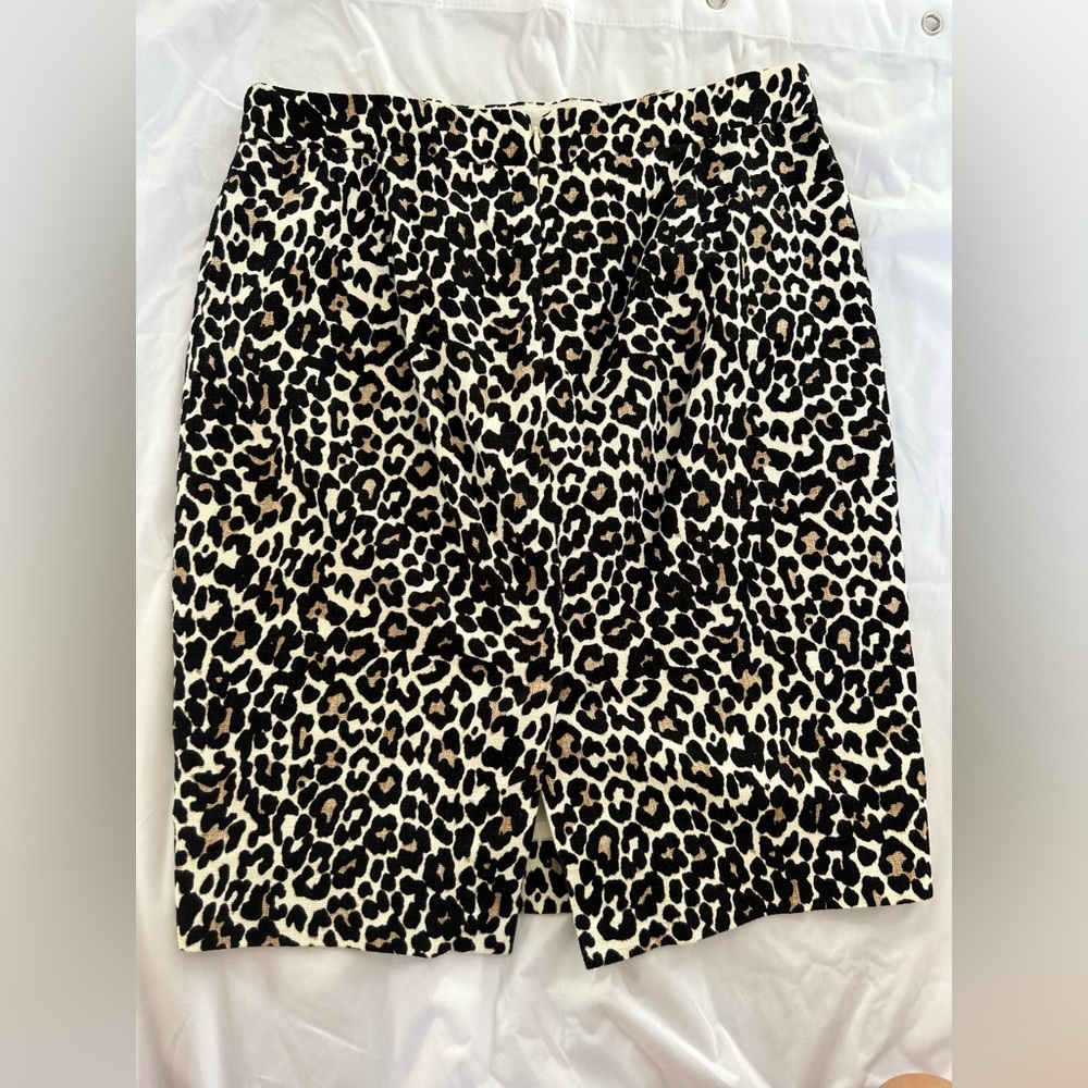 J Crew Leopard Print Pencil Skirt Size 4
